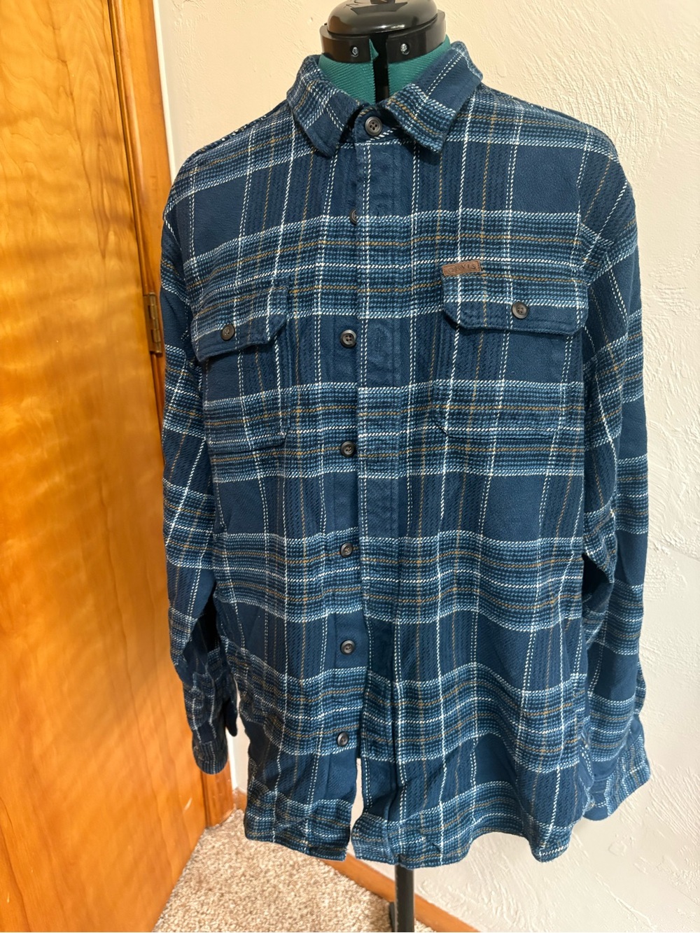 Orvis Navy and White Plaid Lightweight Shirt Jacket